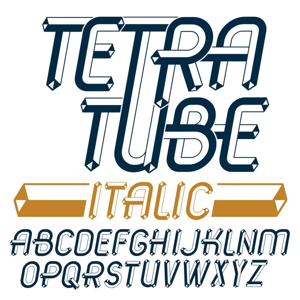 Ensemble Lettres Alphabet Moderne Vectoriel Majuscule Police Italique Artistique Manuscrit — Image vectorielle