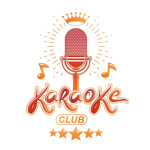 Nattklubben Karaoke Reklam Affisch Sammansatt Med Scenen Eller Recorder Mikrofon — Stock vektor