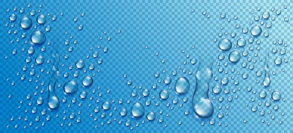 Gotas Lluvia Agua Condensación Ducha Realista Composición Vectorial Transparente Sobre — Archivo Imágenes Vectoriales