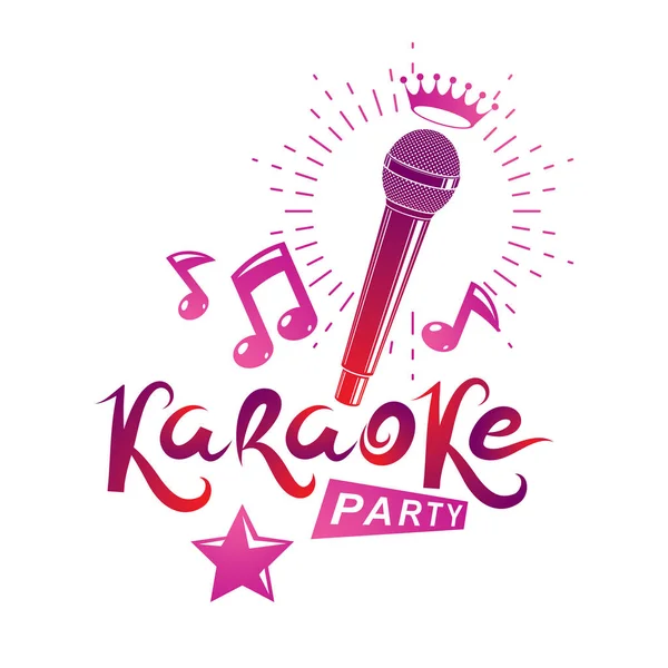 Karaoke Partij Uitnodiging Poster Livemuziek Vector Concert Reclame Folder Samengesteld — Stockvector