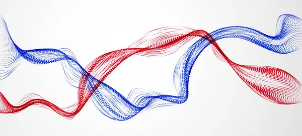 Ömsesidigt Matris Partiklar Flödar Dubbel Dynamiska Ljud Våg Vektorillustration Mesh — Stock vektor