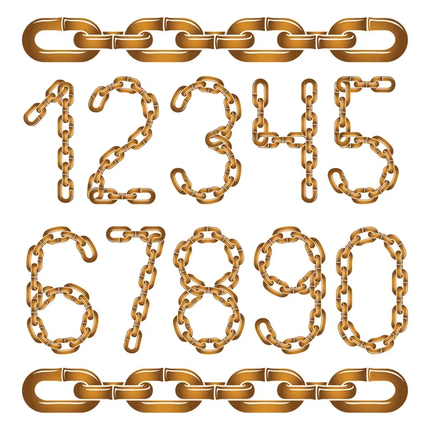 现代矢量数字集 优雅的数字可用于海报设计 用铁链制成 连接连接 — 图库矢量图片