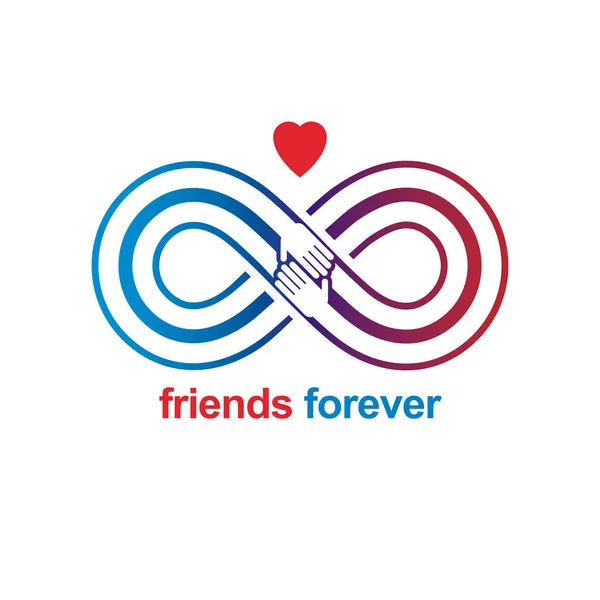 Přátel Navždy Věčné Přátelství Neobvyklé Vektorové Logo Kombinaci Dvěma Symboly — Stockový vektor