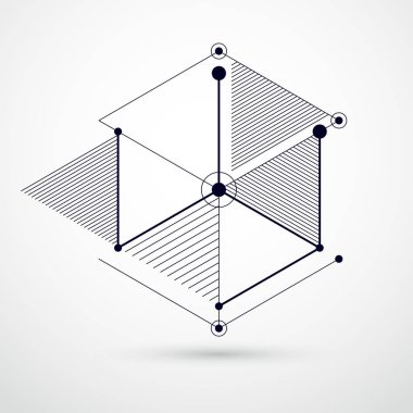 Teknoloji vektör siyah ve beyaz duvar kağıdı 3D küpleri ve çizgiler ile yapılmış mühendislik, mühendislik teknolojik duvar peteğin ile teknik arka plan yaptı