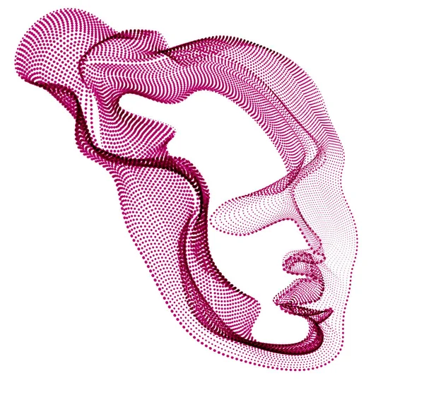 Abstrakt Konstnärligt Mänskligt Huvudporträtt Prickiga Partiklar Array Vektor Illustration Artificiell — Stock vektor