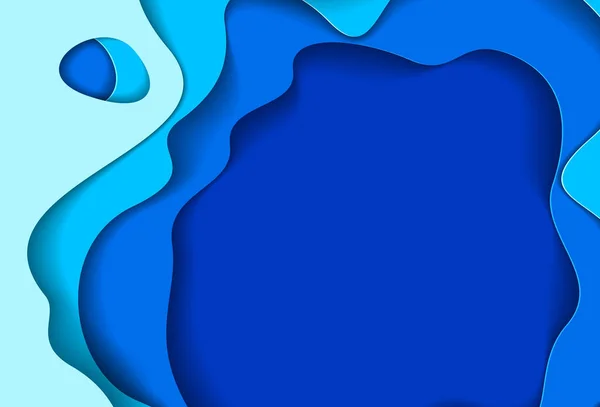 Recorte Papel Azul Abstracto Formas Curvas Capas Ilustración Vectorial Estilo — Archivo Imágenes Vectoriales