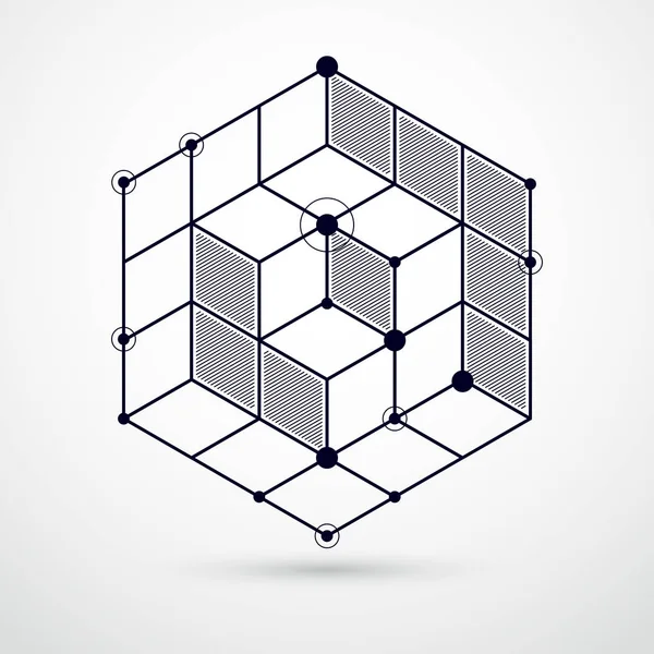 Küpleri ve diğer öğelerle birlikte soyut geometrik vektör siyah ve beyaz arka plan