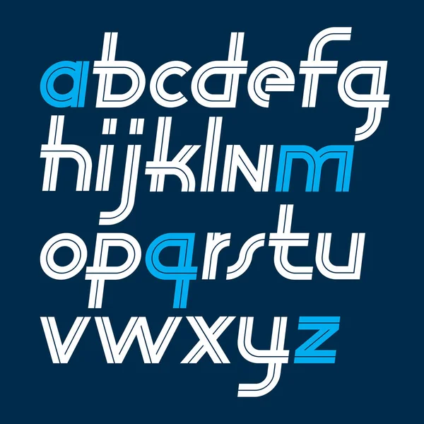 Vector Script Trendy Lowercase Alphabet Letters Set Created White Lines — Stock Vector