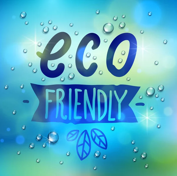 Eco Přátelské Slova Okna Dešťové Kapky Vody Nebo Kondenzátu Makro — Stockový vektor