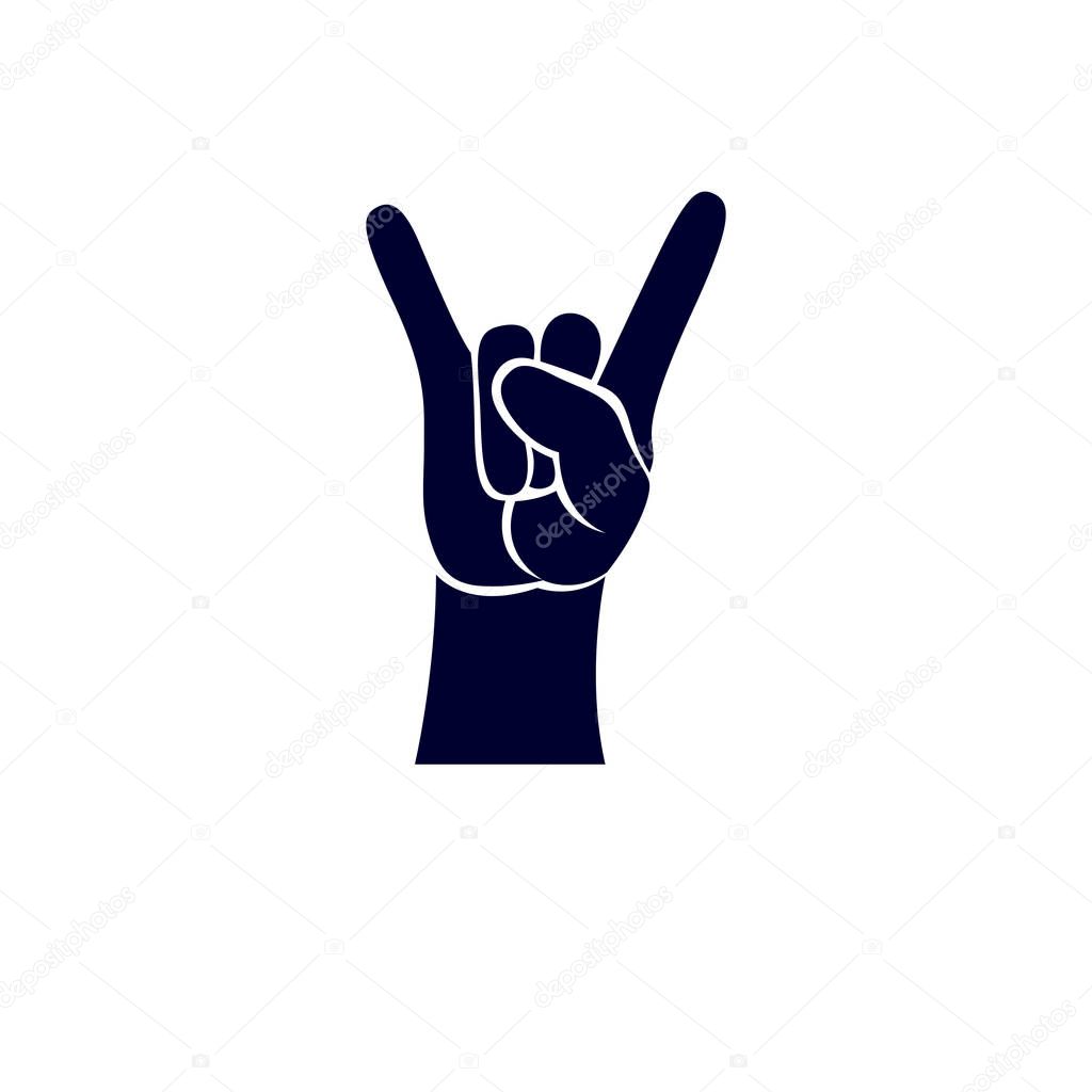 Rock on hand gesture evil spirit vector illustration, Hardcore music style
