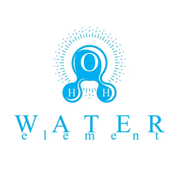 Logotipo Agua Vector H2O Azul Para Uso Como Emblema Negocios — Vector de stock