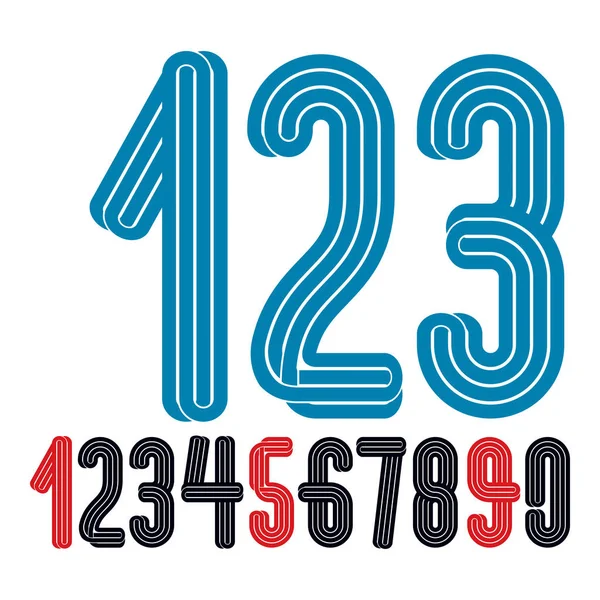 Set Vector Funky Regular Numbers Made Triple Stripes Best Use — Stock Vector