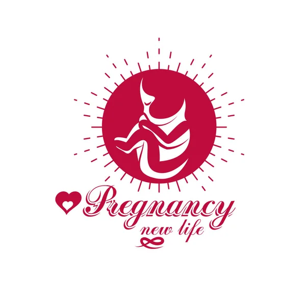 Vektör Embriyo Amblemi Yeni Hayat Başlangıç Çizim Hamilelik Yardım Merkezi — Stok Vektör
