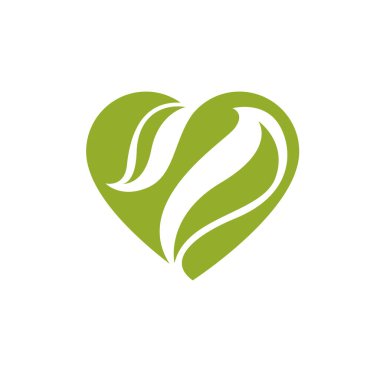 illüstrasyon kalp sevgi dolu yeşil yaprakları ile dekore edilmiştir.