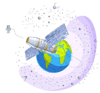 Uzay İstasyonu çevresinde earth yörünge uçuş uçuş