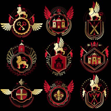 Hanedan dekoratif silah kat, vintage tasarım öğeleri koleksiyonu