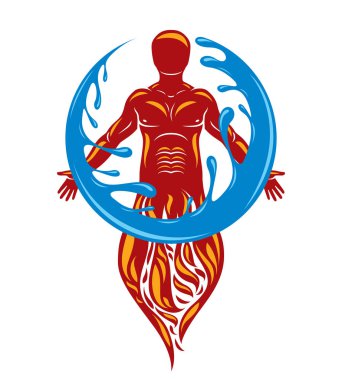 illüstrasyon insan ayakta, efsanevi antik Tanrı'nın