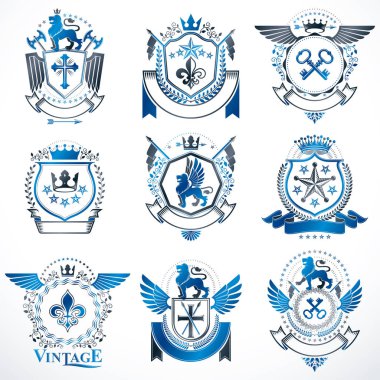 Hanedan dekoratif silah kat, vintage tasarım öğeleri koleksiyonu