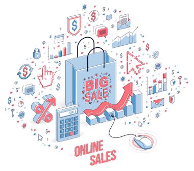 Beyaz arka plan üzerinde izole kavramı alışveriş online