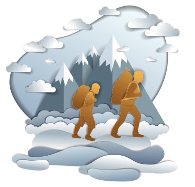 Baba ve oğul doğa dağ silsilesi ile hiking