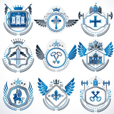 Hanedan dekoratif silah kat, vintage tasarım öğeleri koleksiyonu