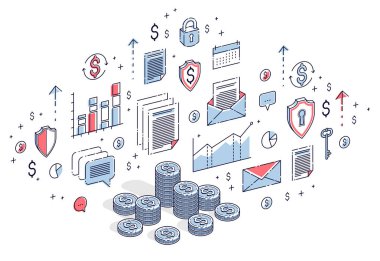 iş motivasyon posteri, nakit para yığınları beyaz arka plan üzerinde izole yazı ile