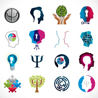Psychology, human brain, psychoanalysis and psychotherapy, relationship and gender problems clipart