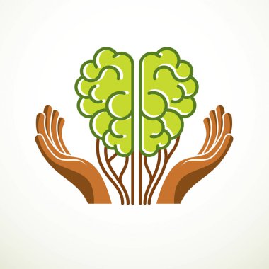 Tree Brain concept, wisdom of nature, intelligent evolution clipart