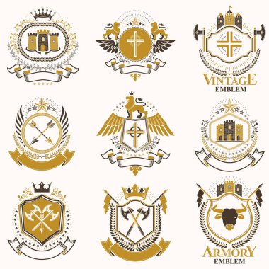 Hanedan dekoratif silah kat, vintage tasarım öğeleri koleksiyonu