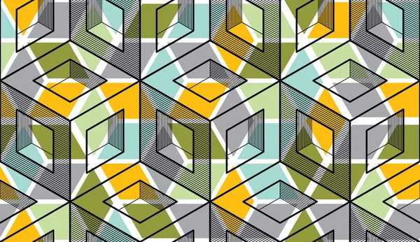 Geometrische Kubussen Abstract Naadloze Patroon Achtergrond — Stockvector