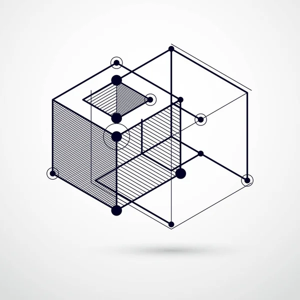 Abstrakt Komposition Med Enkla Geometriska Figurer Symboler Konst Svart Och — Stock vektor