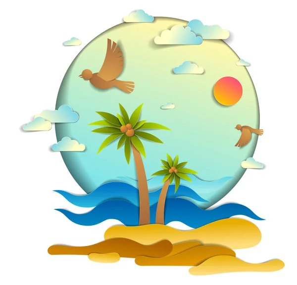 Pláž Palmy Moře Vlnami Ideální Krajina — Stockový vektor