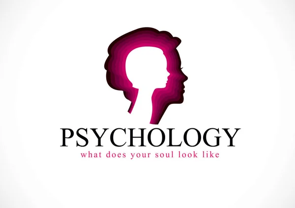 Kadın Baş Profiliyle Oluşturulan Psikoloji Ruh Sağlığı Tasarım — Stok Vektör