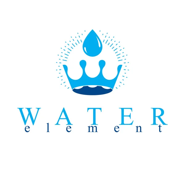 Logo Abstracto Agua Pura Creado Forma Corona Real — Vector de stock