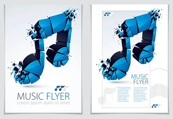 Muzieknoot Breken Aan Stukken Exploderende — Stockvector