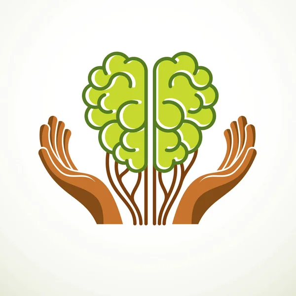 Tree Brain Concept Wisdom Nature Intelligent Evolution — Stock Vector