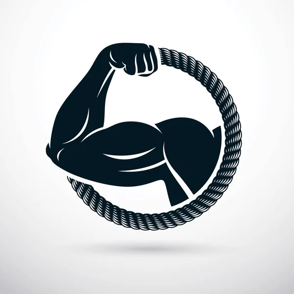 健美运动员肌肉二头肌手臂 举重插图 — 图库矢量图片