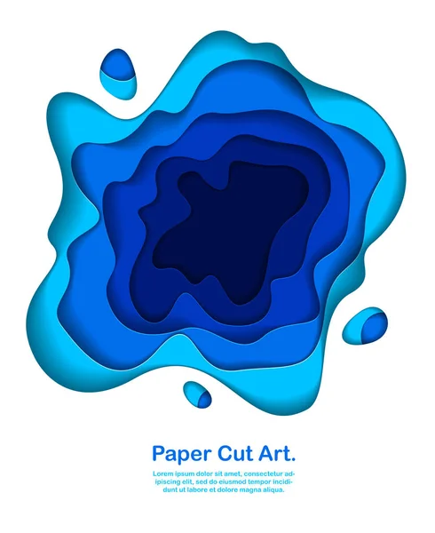 Abstracte Blauwe Achtergrond Met Papier Knippen Vormen — Stockvector