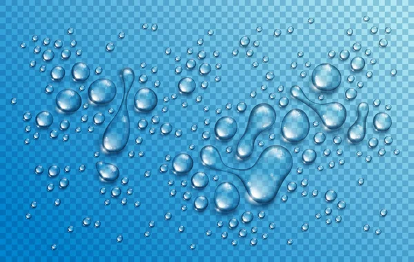 Gotas Lluvia Agua Condensación Ducha Realista Transparente — Vector de stock