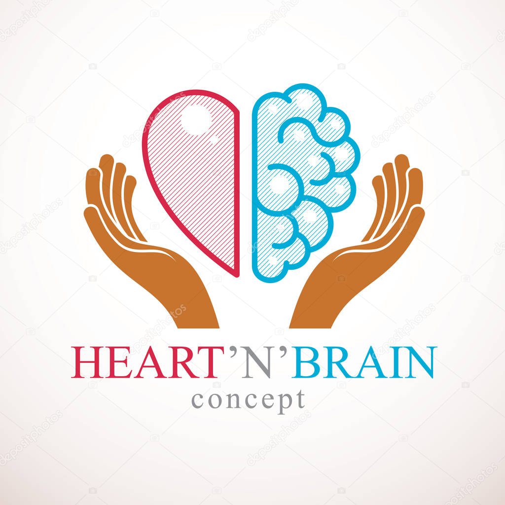 Heart and Brain concept, conflict between emotions and rational thinking