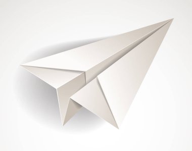 Origami kağıdı katlanmış oyuncak düzlemi, 3 boyutlu gerçekçi vektör illüstrasyonu.