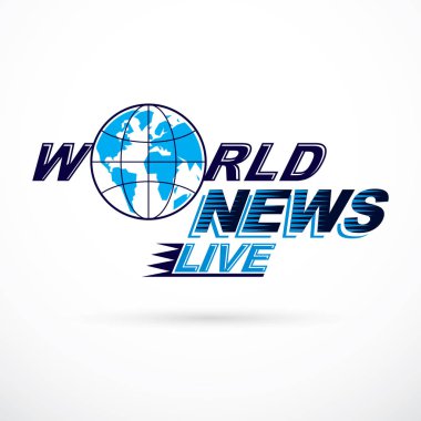 Dünya haber kavramsal logosu, illüstrasyon vektör. Gazetecilik kavramı.