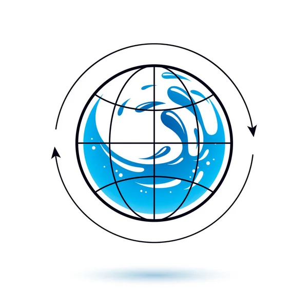 Векторний Логотип Глобальної Циркуляції Води Використання Курортних Курортних Організаціях Концепція — стоковий вектор