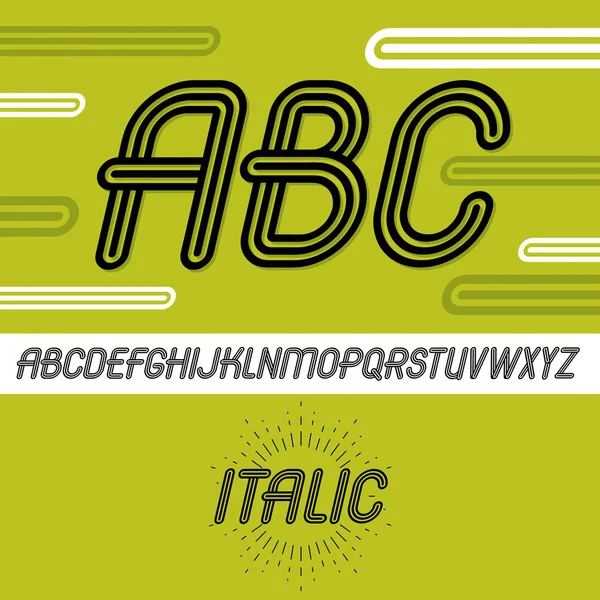 Vector Cool Kapital Alfabetet Bokstäver Abc Collection Retro Kursiv Stil — Stock vektor