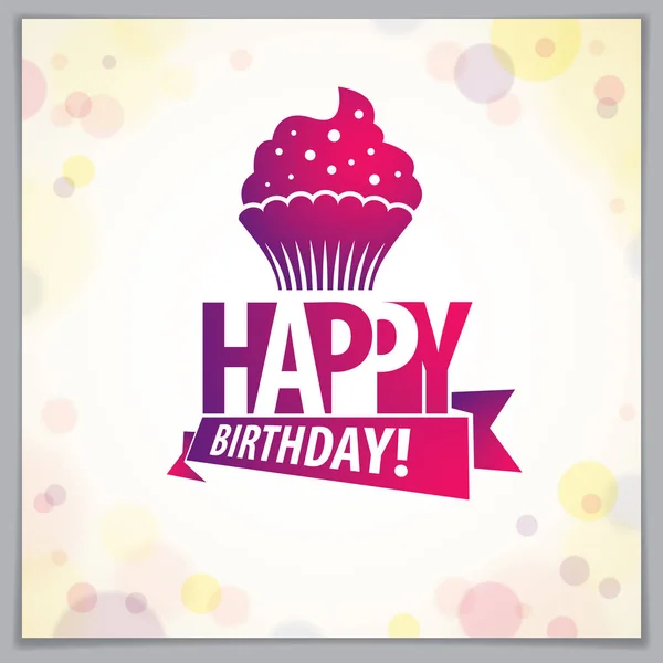 Lycklig Födelsedag Vektor Gratulationskort Innehåller Vackra Bokstäver Och Cupcake Sammansättning — Stock vektor