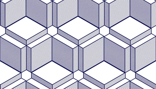 Cubos Geométricos Patrón Inconsútil Abstracto Vector Fondo Línea Ingeniería Estilo — Archivo Imágenes Vectoriales