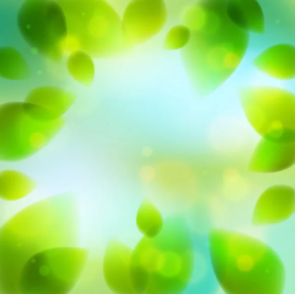 Φρέσκα Πράσινα Φύλλα Καλοκαίρι Την Άνοιξη Θολή Defocused Ρεαλιστική Φωτεινό — Διανυσματικό Αρχείο