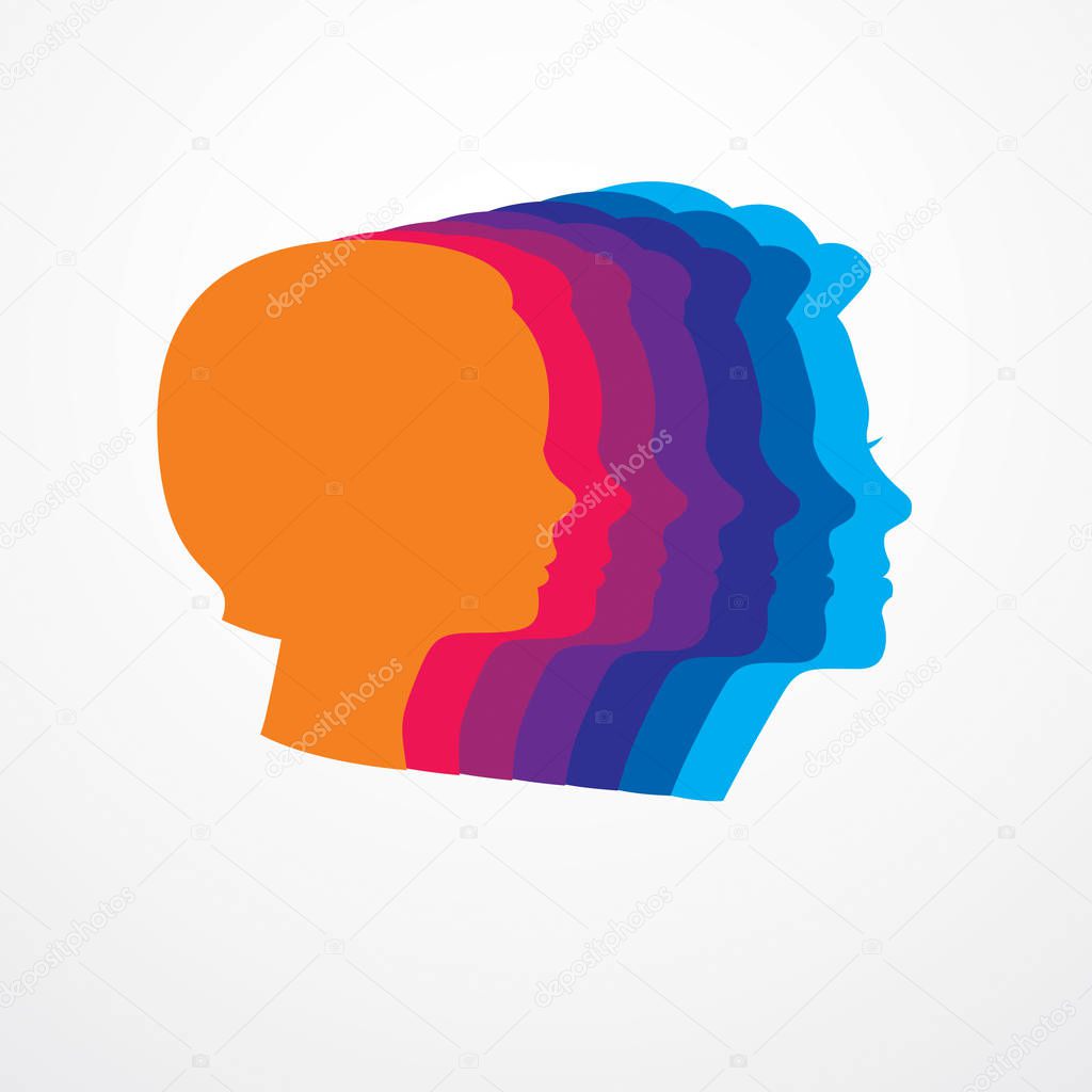 Girl maturation age years concept, adulthood idea, the time of life, periods and cycle of life, growing old, from infancy to maturity. Vector simple classic icon or logo design.