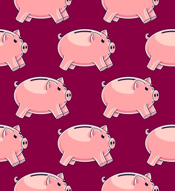 Domuzcuk bankaları kusursuz arkaplan, finans sektörü web sitesi veya ekonomik tema reklamları ve bilgileri için zemin, piggybank tasarrufu, vektör duvar kağıdı veya web sitesi arka planı.