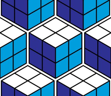 Geometrik küpler soyut dikişsiz desen, üç boyutlu vektör arkaplan. Teknoloji stili mühendislik çizgisi sonsuz çizimler yapıyor. Kumaş, duvar kağıdı, ambalaj, ağ ve baskı için kullanılabilir.